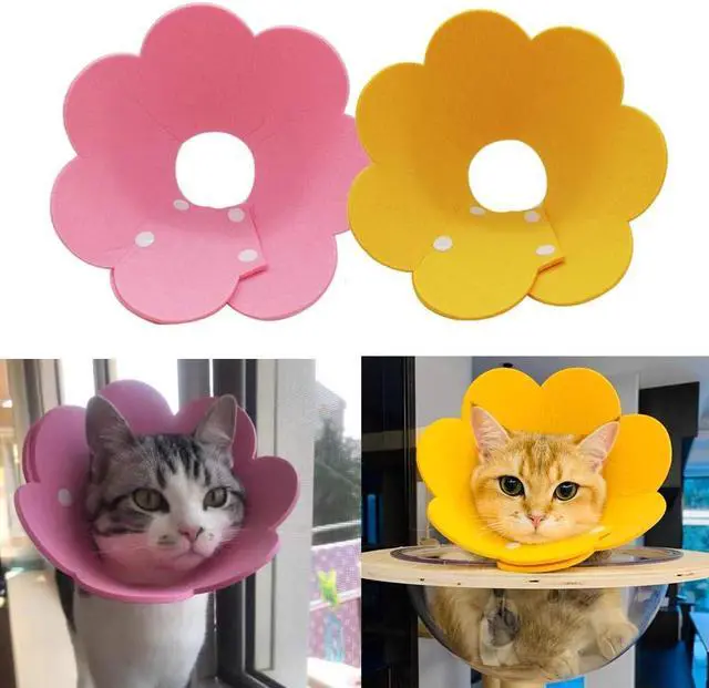 Main image of Adjustable Cat Recovery Collar - Cute Flower Neck Cones After Surgery, Set of 2, Surgery Recovery Elizabethan Collars for Kitten and Cats S Size (2 pcs)