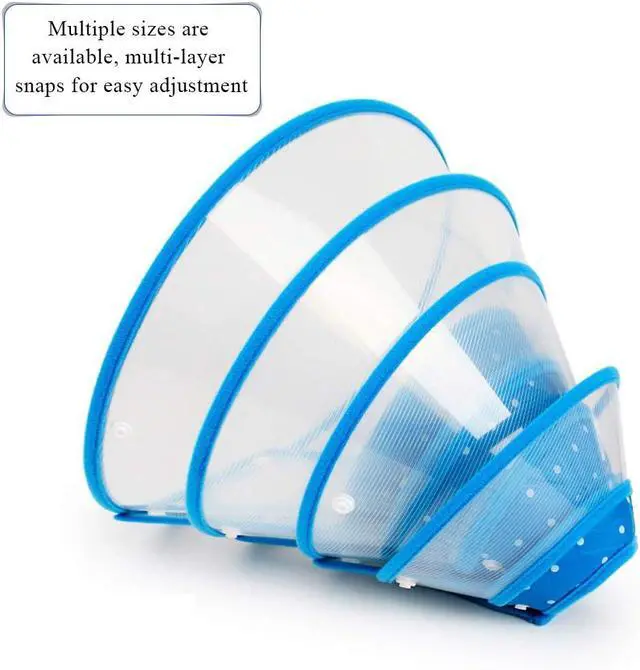 Alt view image 3 of 5 - Pet Cone Recovery Dog Cone Adjustable Dog Collar Clear Padded Collar with Breathable Soft Edge, Plastic Puppy Cone Protect The Neck Surgery Recovery, Designed for Cats and Puppies (Small, Blue)
