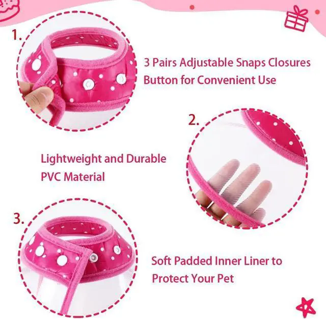 Alt view image 2 of 7 - Vivifying Pet Cone for Cats and Small Dogs, 3 Size of Adjustable 5.7-8in Lightweight Recovery Elizabethan Collar for Cats, Puppies and Mini Dogs (Pink)