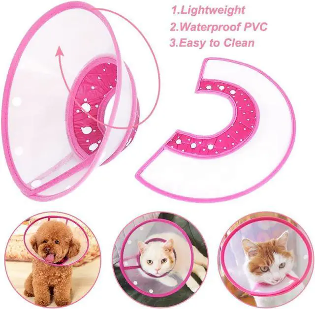 Alt view image 4 of 7 - Vivifying Pet Cone for Cats and Small Dogs, 3 Size of Adjustable 5.7-8in Lightweight Recovery Elizabethan Collar for Cats, Puppies and Mini Dogs (Pink)