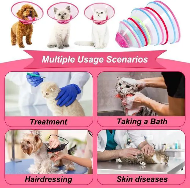 Alt view image 5 of 7 - Vivifying Pet Cone for Cats and Small Dogs, 3 Size of Adjustable 5.7-8in Lightweight Recovery Elizabethan Collar for Cats, Puppies and Mini Dogs (Pink)