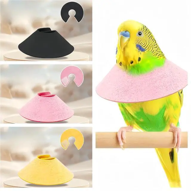 Alt view image 2 of 7 - 3 Pack Anti-bite Bird Collars Anti-Grab Feather Plucking Wound Healing Safety Elizabethan Collar Neck Protector Recovery Cones for Budgerigar Cockatiel Lovebirds Cockatoo Parrots-S