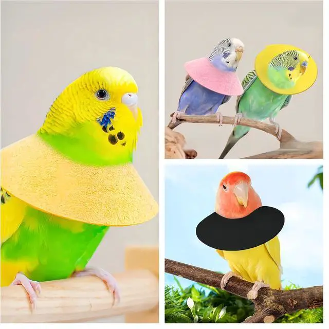 Alt view image 4 of 7 - 3 Pack Anti-bite Bird Collars Anti-Grab Feather Plucking Wound Healing Safety Elizabethan Collar Neck Protector Recovery Cones for Budgerigar Cockatiel Lovebirds Cockatoo Parrots-S