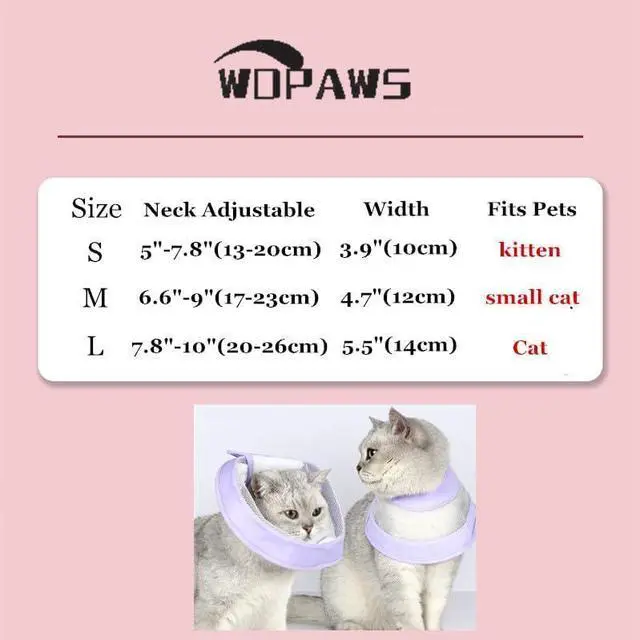 Alt view image 2 of 6 - Cat Recovery Protective Cone Collar After Surgery-Soft Adjustable Waterproof Lightweight Elizabethan Collar to Prevent Cats from Touching Stitches, Wounds and Rashes(M Pink)
