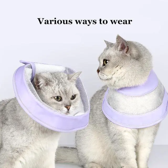 Alt view image 5 of 6 - Cat Recovery Protective Cone Collar After Surgery-Soft Adjustable Waterproof Lightweight Elizabethan Collar to Prevent Cats from Touching Stitches, Wounds and Rashes(M Pink)