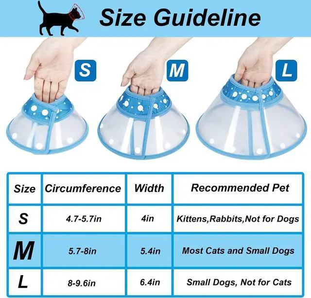 Alt view image 4 of 7 - Vivifying Dog Cones for Small Dogs, Adjustable 5.7-8in Pet Cone, Lightweight Recovery Elizabethan Collar for Cats, Puppies and Mini Dogs (Blue)