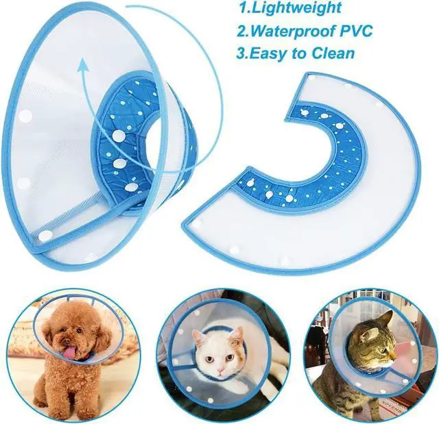 Alt view image 5 of 7 - Vivifying Dog Cones for Small Dogs, Adjustable 5.7-8in Pet Cone, Lightweight Recovery Elizabethan Collar for Cats, Puppies and Mini Dogs (Blue)