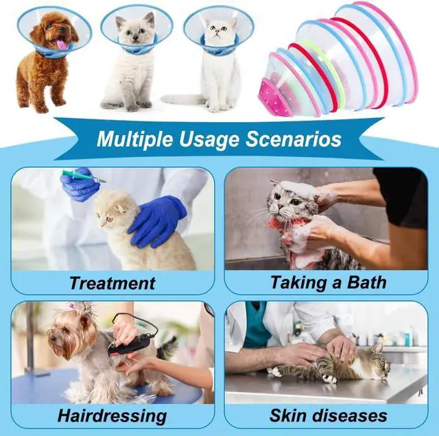 Alt view image 6 of 7 - Vivifying Dog Cones for Small Dogs, Adjustable 5.7-8in Pet Cone, Lightweight Recovery Elizabethan Collar for Cats, Puppies and Mini Dogs (Blue)