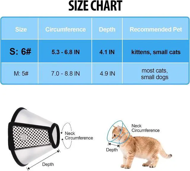 Alt view image 3 of 7 - Depets Adjustable Recovery Pet Cone E-Collar for Cats Kittens Rabbits, Plastic Elizabeth Protective Collar Wound Healing Practical Neck Cover, Neck Girth 6.1 in