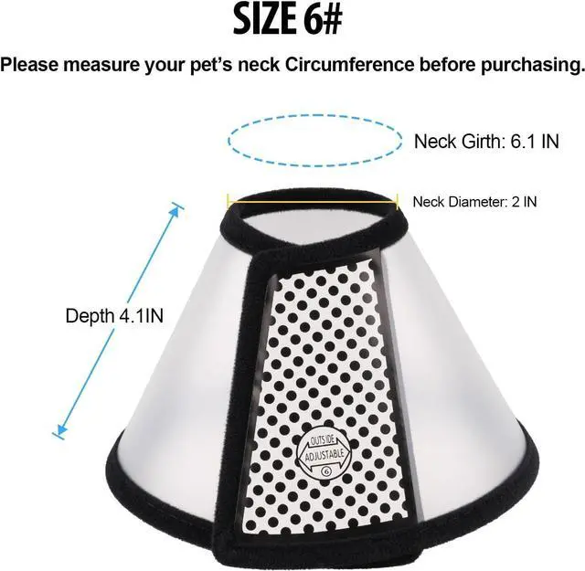 Alt view image 4 of 7 - Depets Adjustable Recovery Pet Cone E-Collar for Cats Kittens Rabbits, Plastic Elizabeth Protective Collar Wound Healing Practical Neck Cover, Neck Girth 6.1 in
