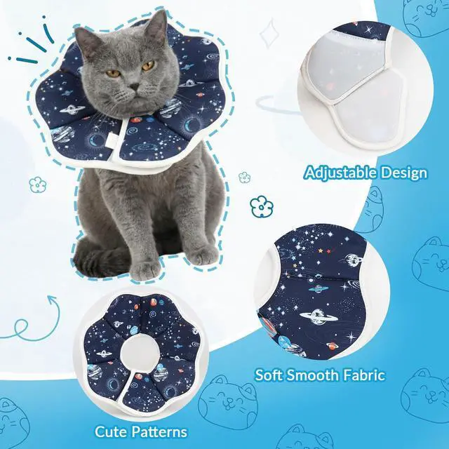 Alt view image 3 of 7 - Cat Cone Collar Adjustable, Protective Recovery Collar Soft, Cat Cone for Prevent Licking Wound After Surgery, Pet Neck Cone for Kitten CatsM