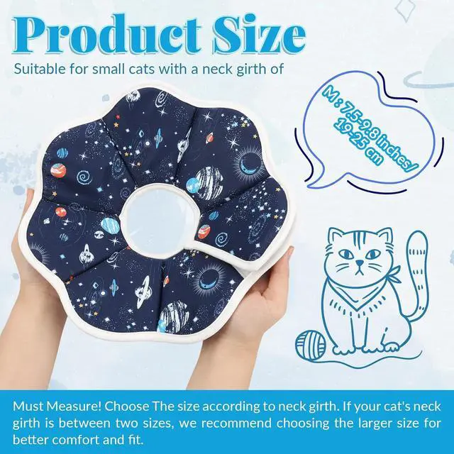 Alt view image 2 of 7 - Cat Cone Collar Adjustable, Protective Recovery Collar Soft, Cat Cone for Prevent Licking Wound After Surgery, Pet Neck Cone for Kitten CatsM