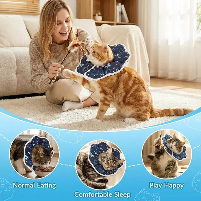 Alt view image 4 of 7 - Cat Cone Collar Adjustable, Protective Recovery Collar Soft, Cat Cone for Prevent Licking Wound After Surgery, Pet Neck Cone for Kitten CatsM