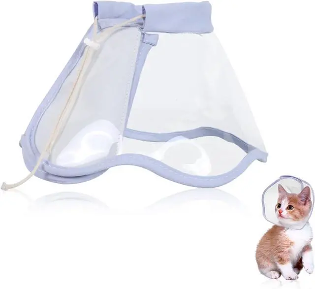 Main image of Andiker Cat Cone Collar, Folding Adjustable Cat Recovery Collar with Drawstrings Lightweight Transparent Elizabeth Collar for Dogs and Cats Kittens to Stop Licking and Scratching (Purple, XS)