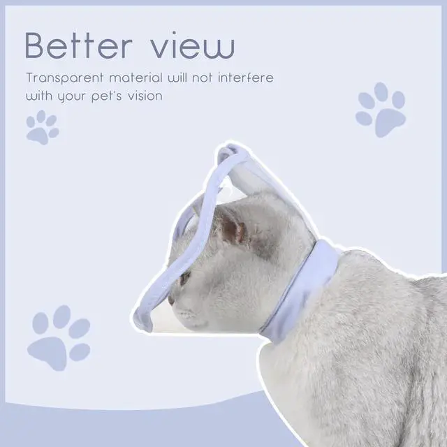 Alt view image 3 of 5 - Andiker Cat Cone Collar, Folding Adjustable Cat Recovery Collar with Drawstrings Lightweight Transparent Elizabeth Collar for Dogs and Cats Kittens to Stop Licking and Scratching (Purple, XS)