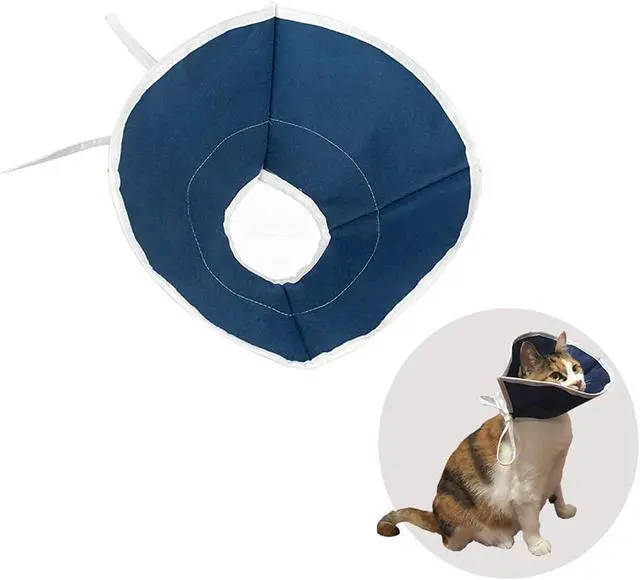 Alt view image 4 of 6 - Soft Cat Recovery Collar Cat Cone E Collar Nonwoven Fabric Elizabethan Collar Loops-Protective Wound Healing Specially Designed for Cats and Puppies - Easy to Eat and Drink (S)