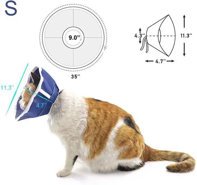 Alt view image 5 of 6 - Soft Cat Recovery Collar Cat Cone E Collar Nonwoven Fabric Elizabethan Collar Loops-Protective Wound Healing Specially Designed for Cats and Puppies - Easy to Eat and Drink (S)