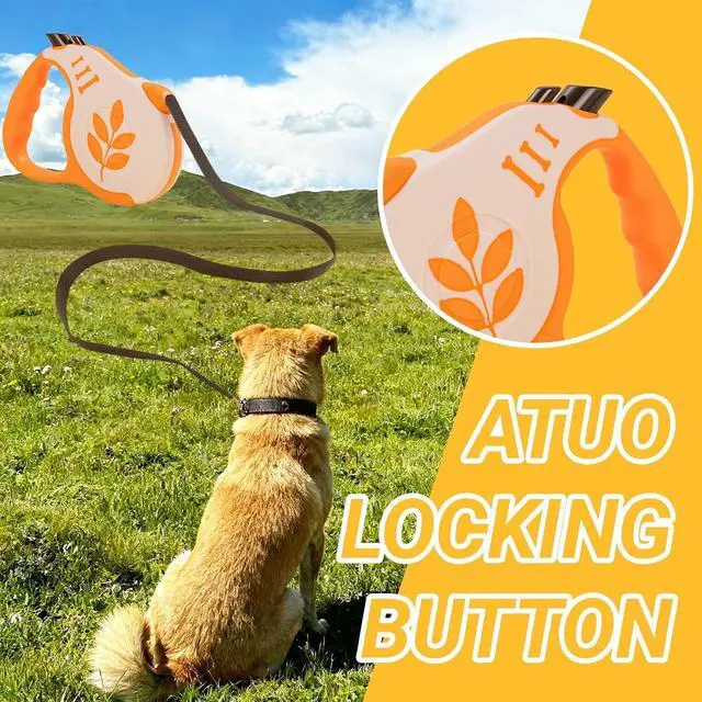 Alt view image 4 of 6 - Retractable Dog Leash with Non-Slip Handle, 16 FT Automatic Telescopic Tractor with Atuo Locking BottonDurable Pet Tape for Small and Medium-Sized Dogs Orange