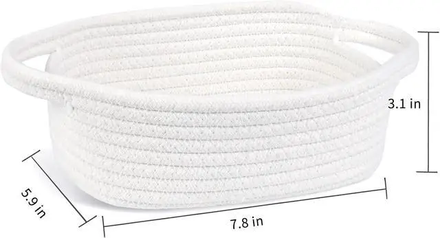 Alt view image 2 of 7 - ABenkle Small Storage Basket, Mini Basket, Cute Tiny Cotton Rope Woven Baskets, Boho Decorative Toy Dog Cat Bin for Nursery, Bedroom, Spa, Empty Gift Baskets - XS, White