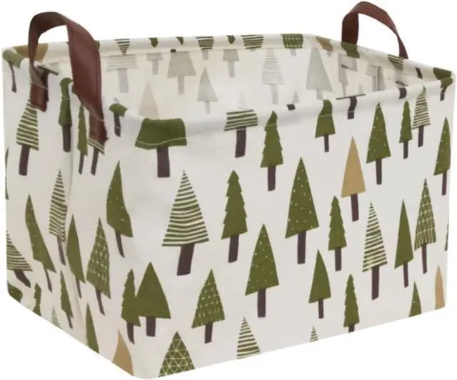 Main image of Rectangular Canvas Storage Bins,Waterproof Storage Basket,Collapsible Tree Organizer Bin with Handles for Clothes Storage,Book Bag (Tree)