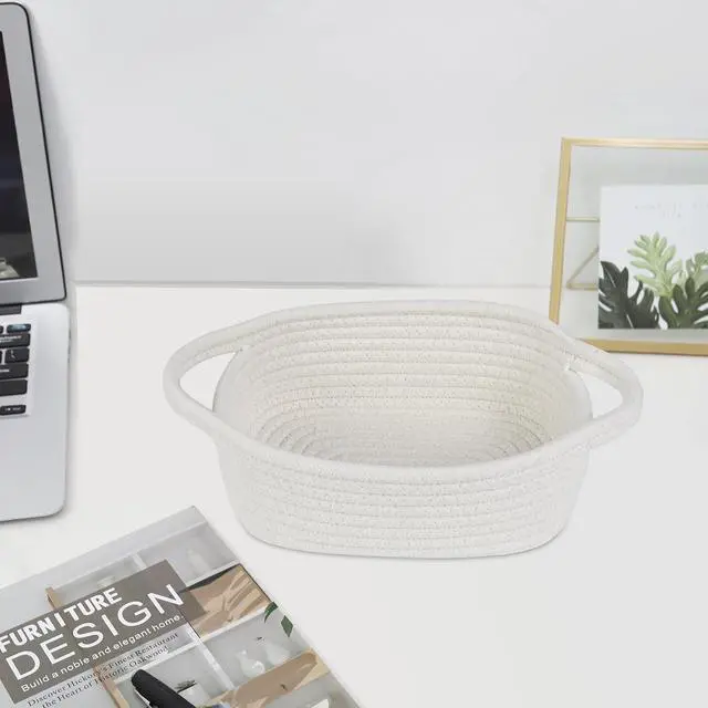 Alt view image 7 of 7 - ABenkle Small Storage Basket, Mini Basket, Cute Tiny Cotton Rope Woven Baskets, Boho Decorative Toy Dog Cat Bin for Nursery, Bedroom, Spa, Empty Gift Baskets - XS, White
