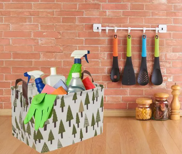 Alt view image 4 of 6 - Rectangular Canvas Storage Bins,Waterproof Storage Basket,Collapsible Tree Organizer Bin with Handles for Clothes Storage,Book Bag (Tree)