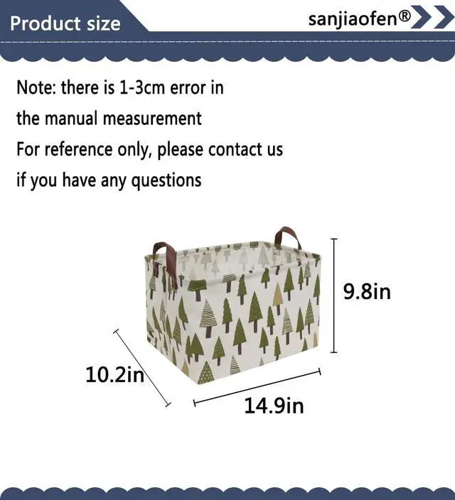 Alt view image 5 of 6 - Rectangular Canvas Storage Bins,Waterproof Storage Basket,Collapsible Tree Organizer Bin with Handles for Clothes Storage,Book Bag (Tree)