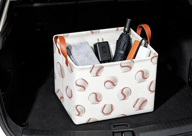 Alt view image 2 of 6 - CLOCOR Rectangular Storage Basket,Collapsible Fabric Storage Container,Gift Basket(Baseball)