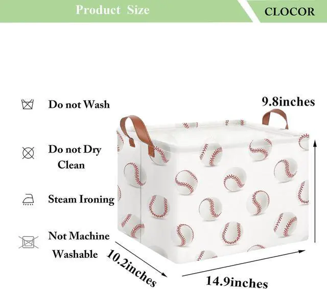 Alt view image 6 of 6 - CLOCOR Rectangular Storage Basket,Collapsible Fabric Storage Container,Gift Basket(Baseball)