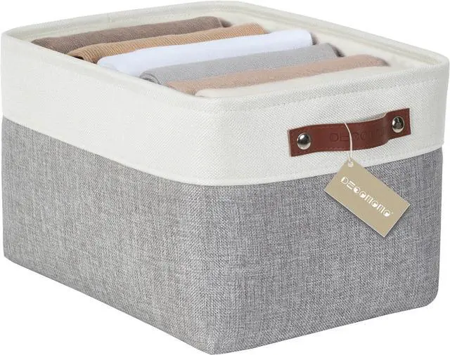 Main image of DECOMOMO Storage Bins, Large Fabric Storage Baskets for Shelves 1 Pack | 15 x 11 x 9.5 inches Decorative Linen Closet Organizers (Grey & White)