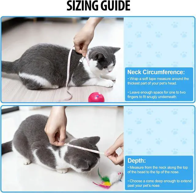 Alt view image 2 of 7 - Depets Adjustable Recovery Pet Cone E-Collar for Cats Puppy Rabbit, Plastic Elizabeth Protective Collar Wound Healing Practical Neck Cover, Neck Girth 8.1 in