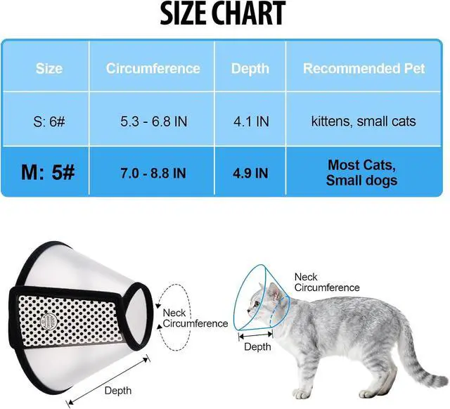 Alt view image 3 of 7 - Depets Adjustable Recovery Pet Cone E-Collar for Cats Puppy Rabbit, Plastic Elizabeth Protective Collar Wound Healing Practical Neck Cover, Neck Girth 8.1 in