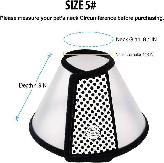 Alt view image 4 of 7 - Depets Adjustable Recovery Pet Cone E-Collar for Cats Puppy Rabbit, Plastic Elizabeth Protective Collar Wound Healing Practical Neck Cover, Neck Girth 8.1 in