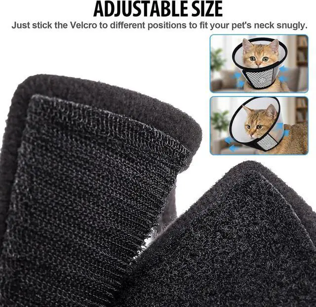 Alt view image 5 of 7 - Depets Adjustable Recovery Pet Cone E-Collar for Cats Puppy Rabbit, Plastic Elizabeth Protective Collar Wound Healing Practical Neck Cover, Neck Girth 8.1 in