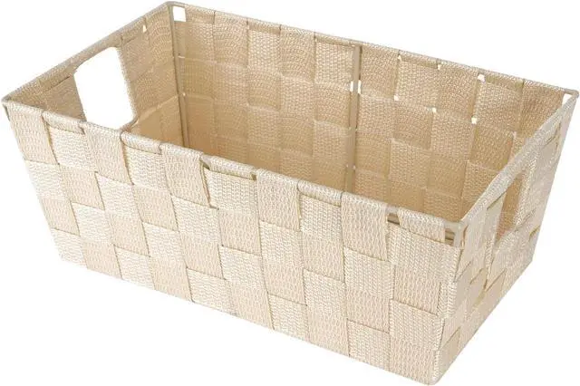 Main image of Whitmor Small Woven Storage Baskets for Shelves - Decorative Bathroom Organizer Bins with Metal Structure, Versatile Shelf Storage Solution for Home Organization & Closet (Latte)