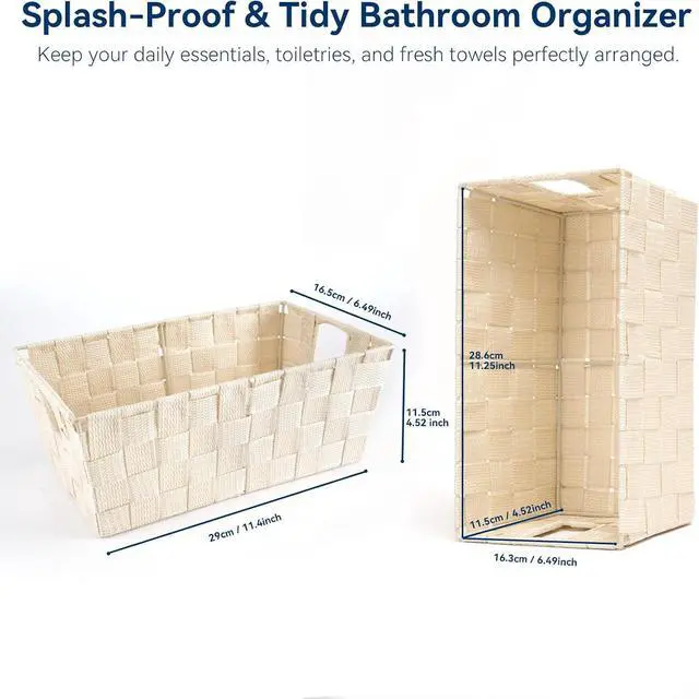 Alt view image 4 of 6 - Whitmor Small Woven Storage Baskets for Shelves - Decorative Bathroom Organizer Bins with Metal Structure, Versatile Shelf Storage Solution for Home Organization & Closet (Latte)