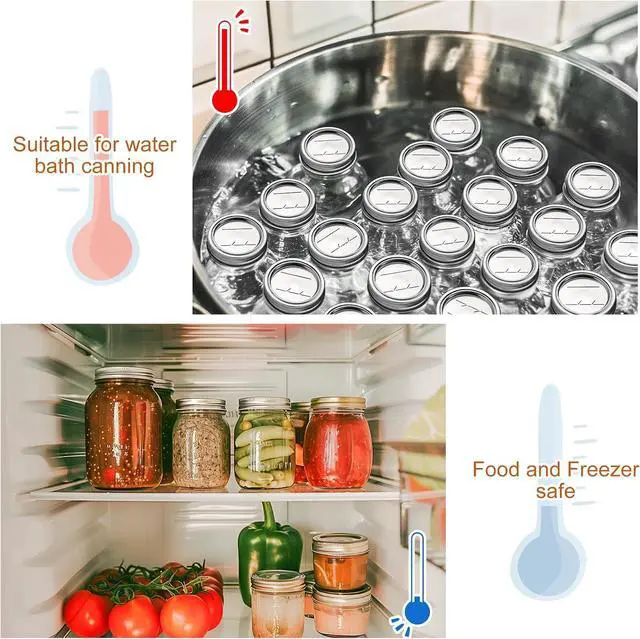 Alt view image 6 of 7 - Canning Jar Lids With Rings For Mason Regular Mouth 24Pcs Regular Mouth Kerr Ball Jars Lids With Rings Good Sealing Performance Food Grade Material Kerr Mason Jars For Canning Food Fruits DIY Jam