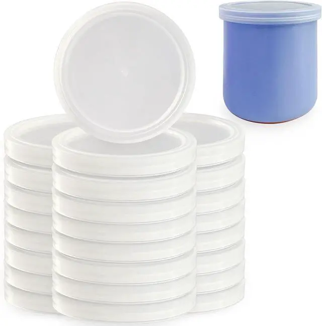 Main image of Yogurt Jar Lids for La Fermiere (24pcs) - Plastics Jar Lids for La Fermière Yogurt Jars 4.9oz, Sealing plastic lids