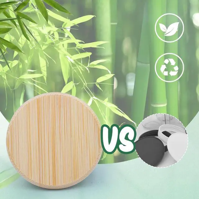Alt view image 7 of 7 - Oui Yogurt Jar Lids, Cymuber Leak Proof Wooden Lids Set with Silicone Sealing Rings, Reusable Natural Bamboo Canning Lids Covers with Bottle Label for 5 Oz Oui Yogurt Jars Storage (10 Pack)