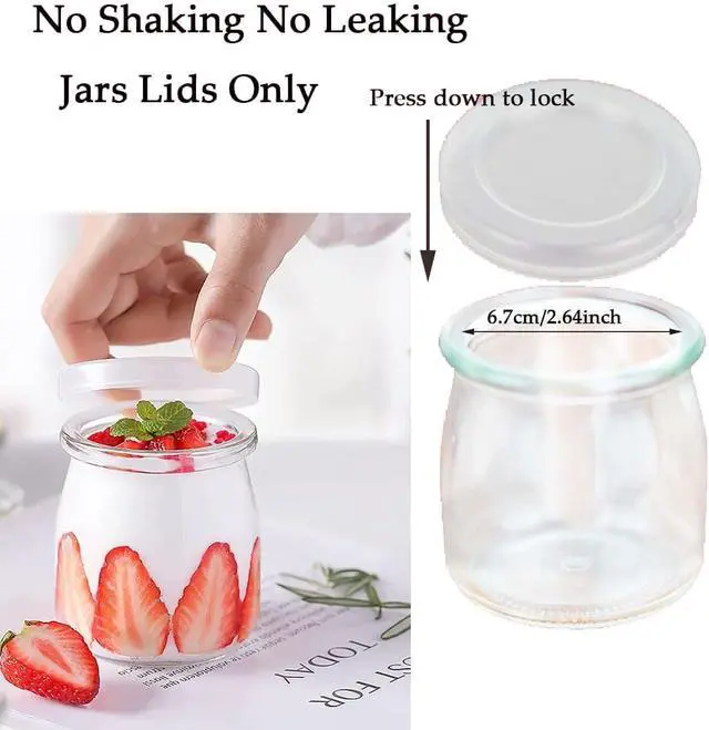 Alt view image 4 of 5 - 15PCS Yogurt Jar Lids - Clear Plastic, Reusable, BPA-Free Polypropylene, Screw Top, Transparent, Round, Microwaveable, Ideal for Oui Yogurt Jars, Glass Jars, and More