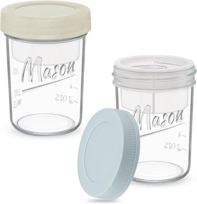 Main image of Xyptorix 16oz Overnight Oats Containers with Lids, 2 Pack Glass Mason Jars | Airtight Overnight Oats Containers with Separate Compartments, Wide Mouth Mason Jars for Chia Seed Pudding, Yogurt Parfait
