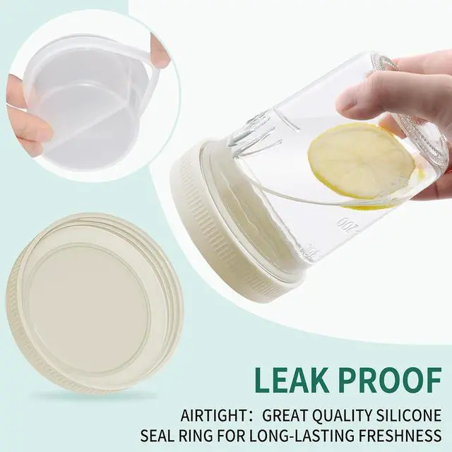 Alt view image 3 of 7 - Xyptorix 16oz Overnight Oats Containers with Lids, 2 Pack Glass Mason Jars | Airtight Overnight Oats Containers with Separate Compartments, Wide Mouth Mason Jars for Chia Seed Pudding, Yogurt Parfait