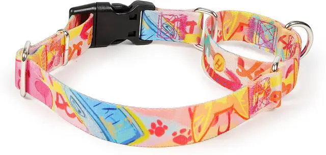 Alt view image 2 of 5 - Hyhug Design Pattern Martingale Collar for Small Dogs Escape - Proof| No Pull Durable for Outdoor Use, Ideal for Training & Daily Walks Small Dog Collar (Colorful Dog, XXS)