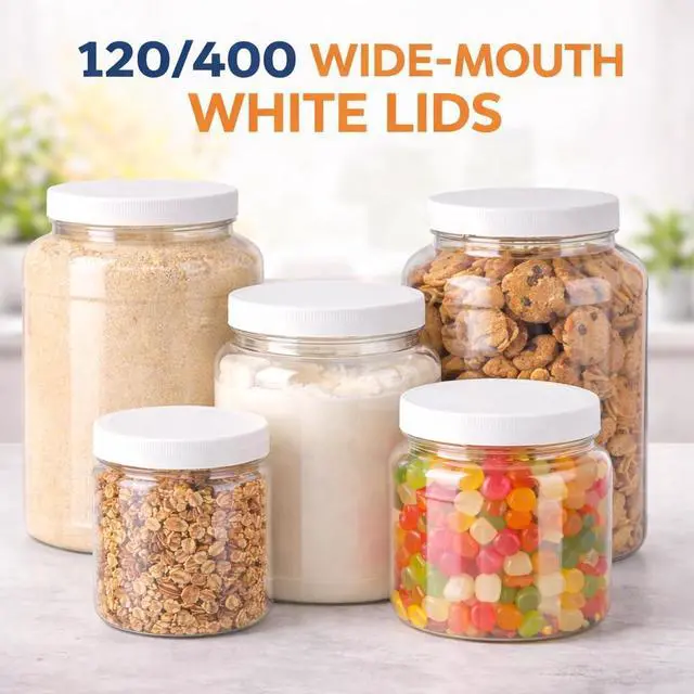 Alt view image 6 of 7 - 120mm (4 7/8 ") Fit - (1 Pack) Large White Plastic Lids for 1 Gallon Wide Mouth Glass & Plastic Jars PE Foam Liner, Food-Grade, Leak-Resistant Caps (Jars Not Included) by The Kombucha Company