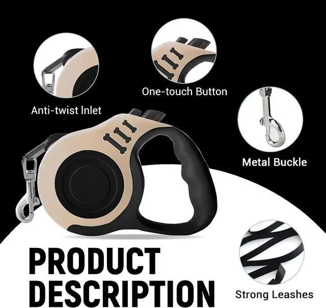 Alt view image 5 of 6 - Retractable Dog Leash Automatic Telescopic Tractor Dog Tape | Pet Tape 10/16 FT Durable and Convenient, with Non-Slip Handle, Suitable for Small and Medium-Sized Dogs
