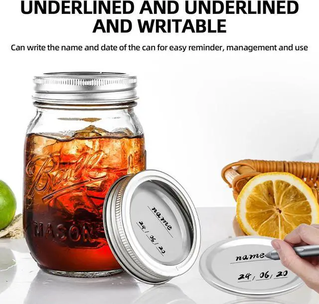 Alt view image 6 of 7 - Canning Lids with Rings (12Lids + 12Rings for Regular Mouth Jar) | Canning Lids and Bands/Rings for Mason Jar, Ball or Kerr Jars, Split-type Metal Lids with Silicone Seals Rings Leak Proof