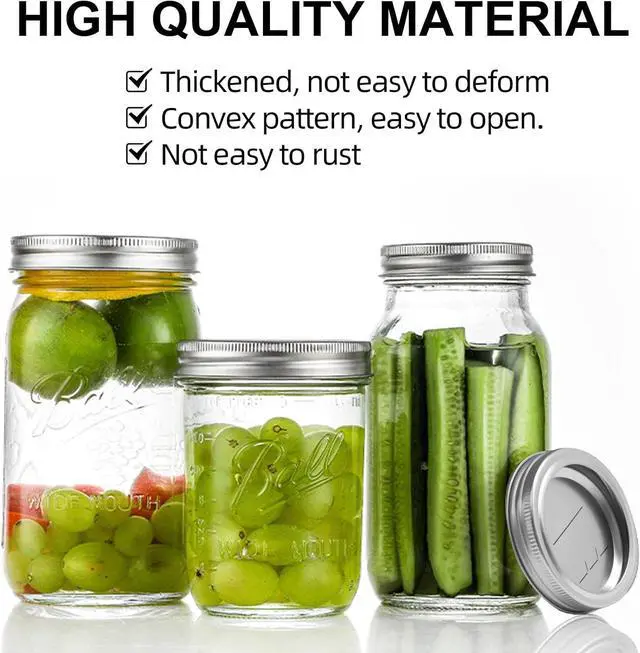 Alt view image 4 of 7 - Canning Lids with Rings (12Lids + 12Rings for Regular Mouth Jar) | Canning Lids and Bands/Rings for Mason Jar, Ball or Kerr Jars, Split-type Metal Lids with Silicone Seals Rings Leak Proof