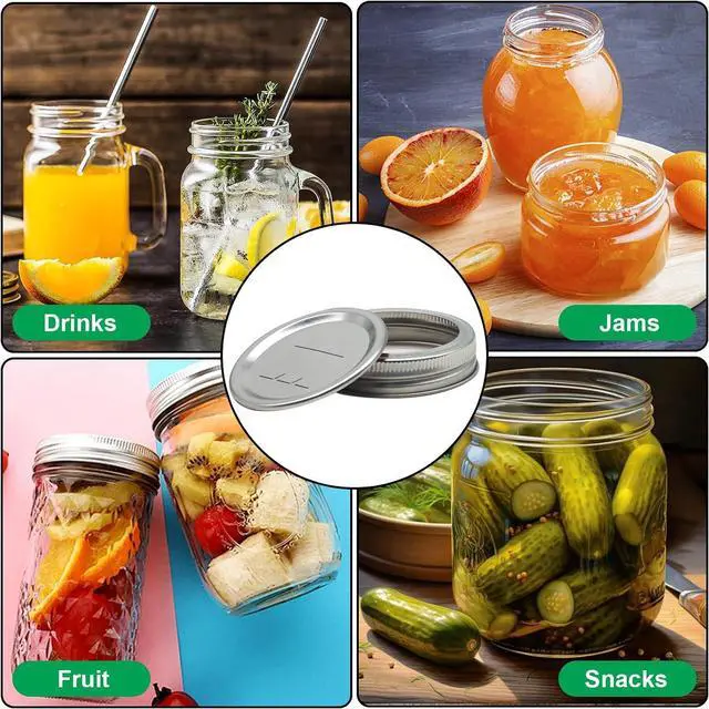 Alt view image 7 of 7 - Canning Lids with Rings (12Lids + 12Rings for Regular Mouth Jar) | Canning Lids and Bands/Rings for Mason Jar, Ball or Kerr Jars, Split-type Metal Lids with Silicone Seals Rings Leak Proof