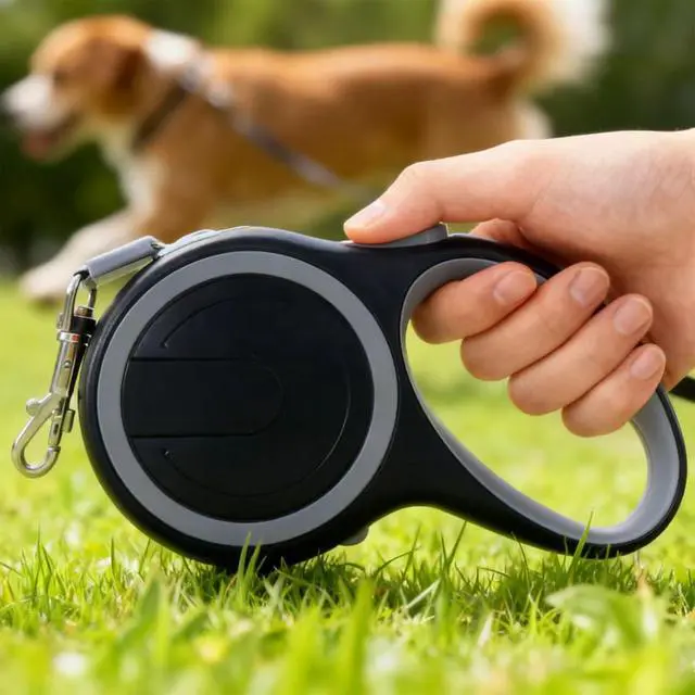 Alt view image 2 of 7 - Retractable Dog Leash 16 FT Walking Leash Up to 44 lb, 360° Tangle-Free Dog Leashe, Strong Nylon Tape No Tangle, Explosion-Proof Carabiner, Anti-Slip Handle (Black, 16FT)