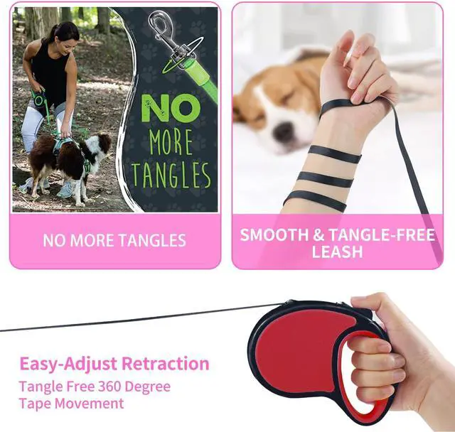 Alt view image 4 of 6 - Retractable Dog Leash 16Ft/5M for Small Medium Dogs, Red